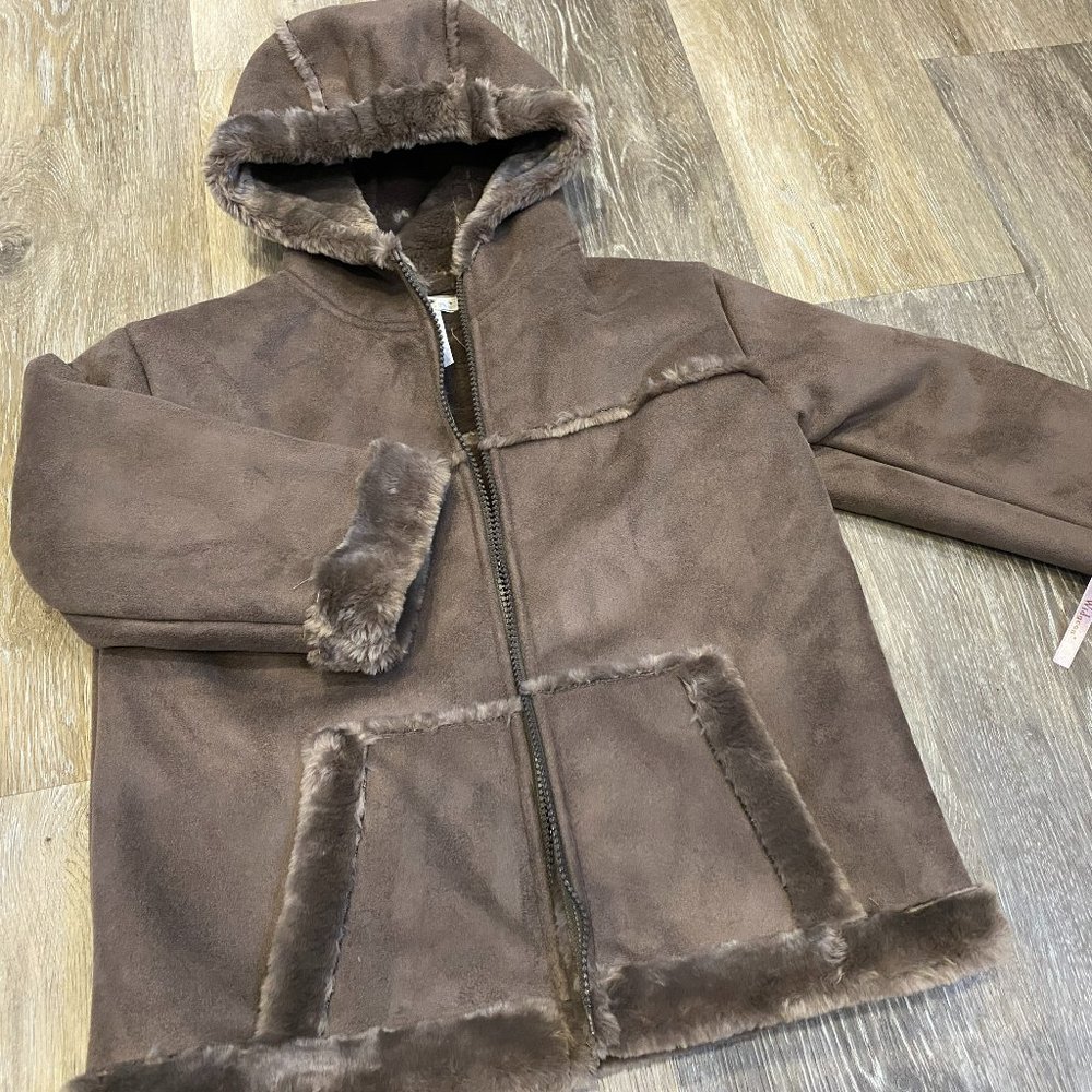 Widgeon sz  5 NWT NEW  Hooded Jacket/Coat Faux Fur Girls Kids Brown